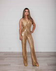 Donatella Gold Sequence Jumpsuit