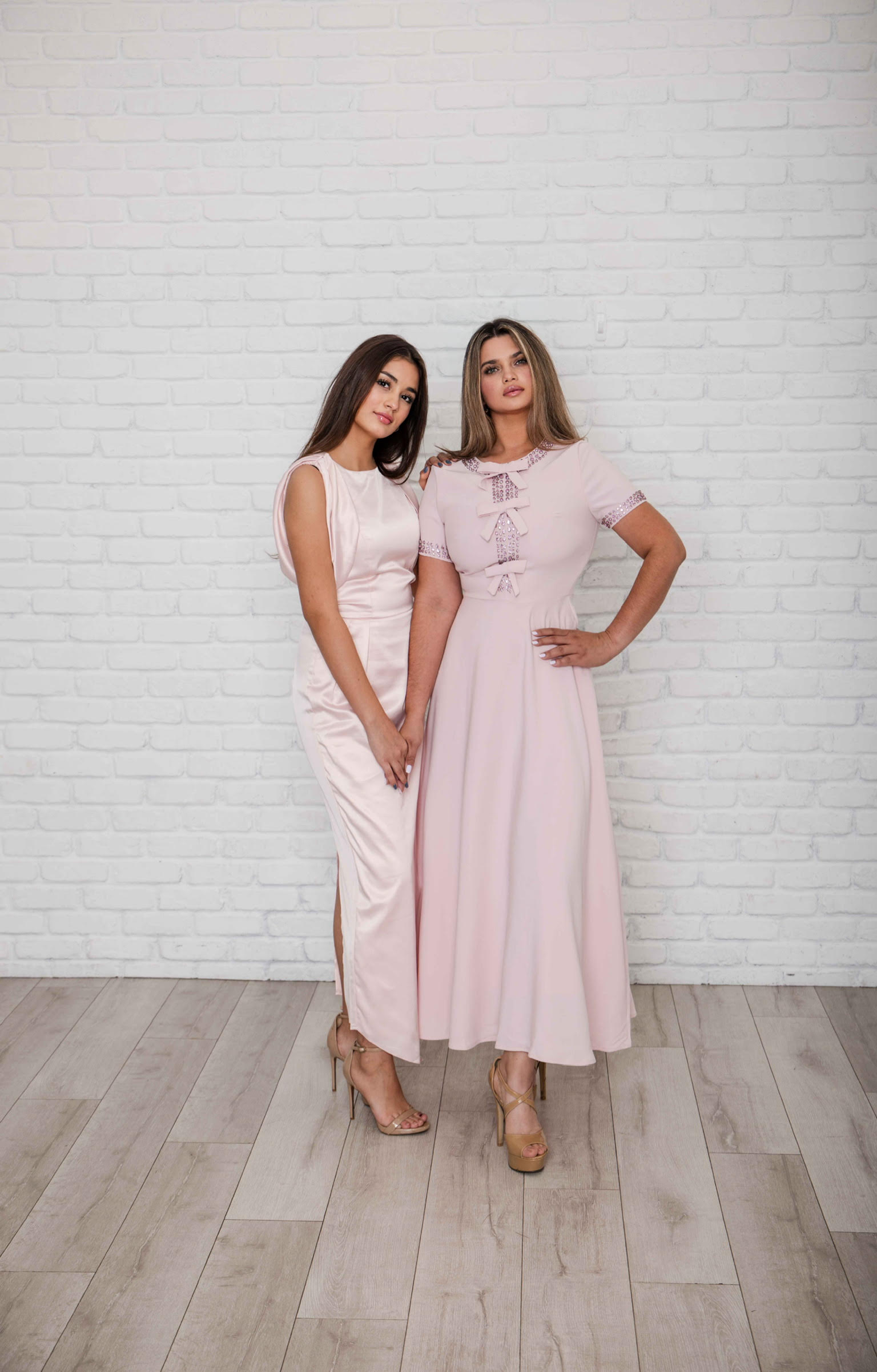 Dede Pink Satin Maxi Dress M