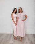Dede pink Satin maxi Dress