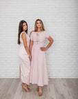 Dede pink Satin maxi Dress