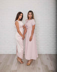 Dede pink Satin maxi Dress