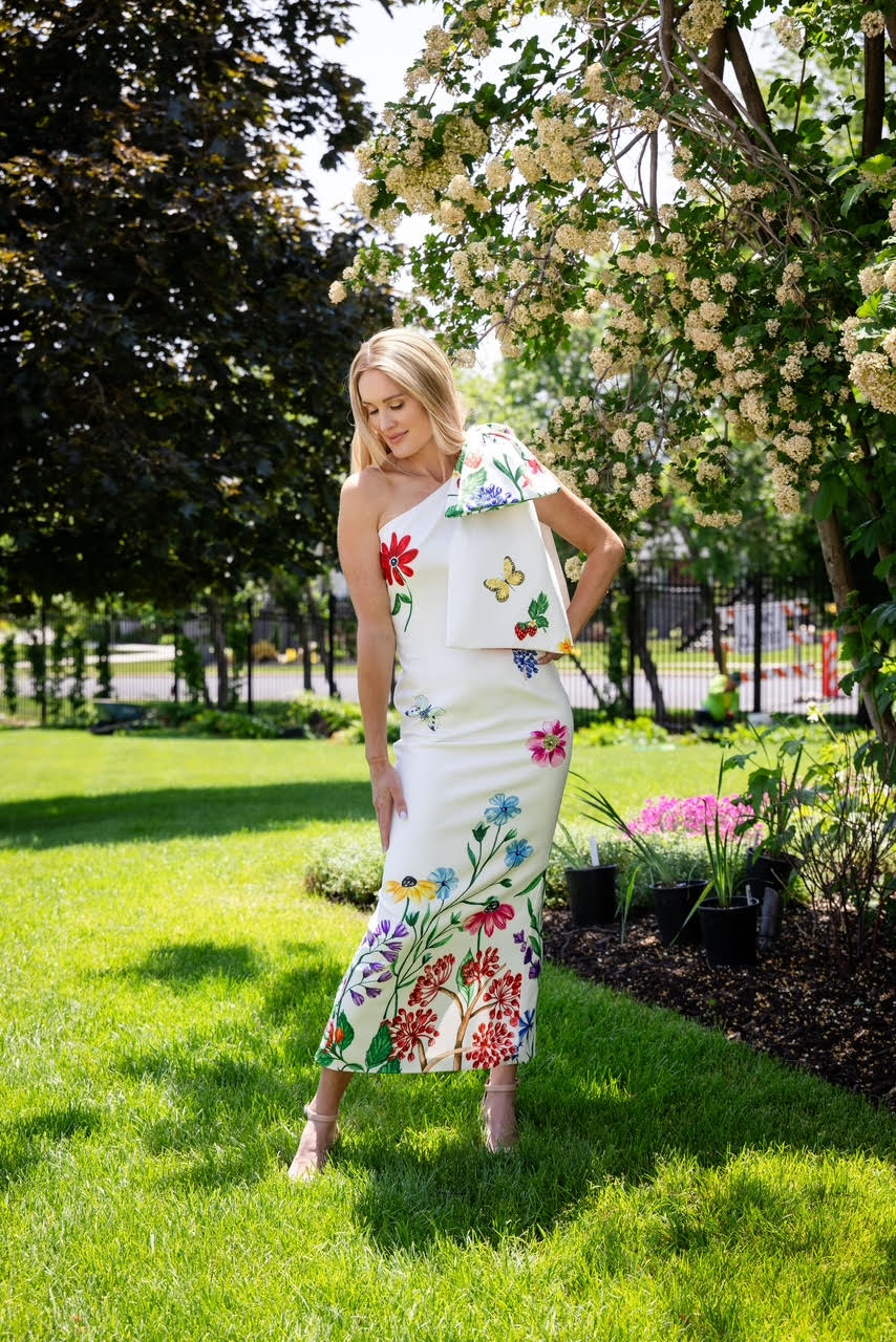 Delilah White One Shoulder Floral Maxi Gown