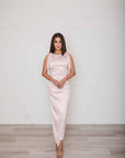 Dede pink Satin maxi Dress