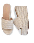 Emi Beige Platform Grass Beach Sandal