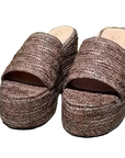 Emi Brown Platform Grass Beach Sandal