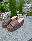Emi Brown Platform Grass Beach Sandal