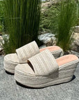 Emi Beige Platform Grass Beach Sandal