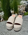 Emi Beige Platform Grass Beach Sandal