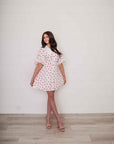 white valentine dress with red hearts