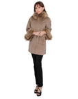 Daphne Taupe wool/cashmere Fur trimmed Coat