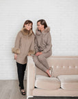 Daphne Taupe wool/cashmere Fur trimmed Coat
