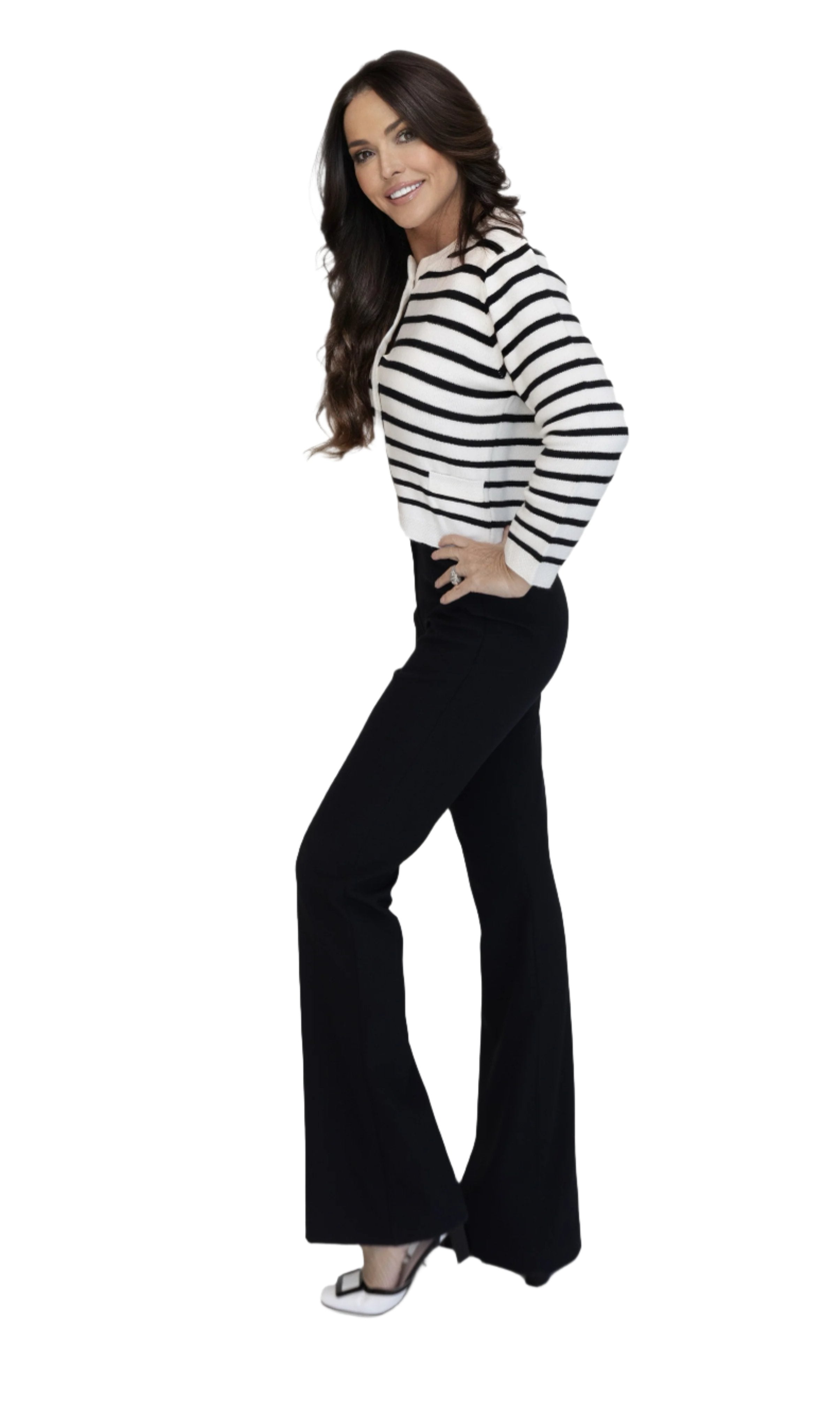 Danielle Button Danielle Black and White Cardigan with Gold Buttons – Robin Towle