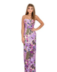 Danielle Strapless Lavender Floral Sequin Gown