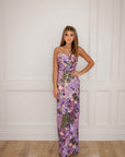 Danielle Strapless Lavender Floral Sequin Gown
