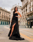 Esme Black Silk Chiffon One Shoulder Gown