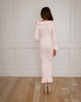 Dale Long Sleeve Powder Pink Midi Sweater Dress