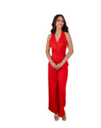Evie Red Halter Wide Leg Summer Suit