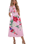 Destiny Pink Floral Midi Dress