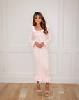 Dale Long Sleeve Powder Pink Midi Sweater Dress