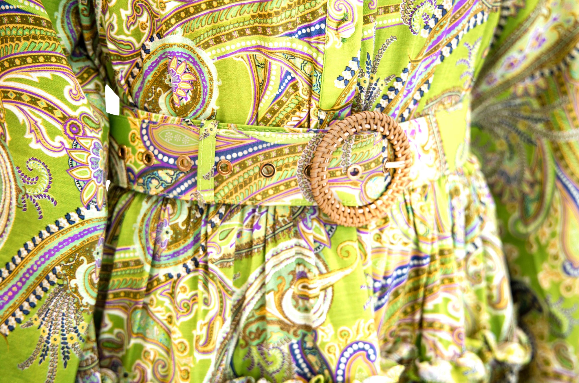 Willow Green Paisley Long Sleeve Mini Tiered Dress 16 Willow Green Paisley Long Sleeve Mini Tiered Dress 16