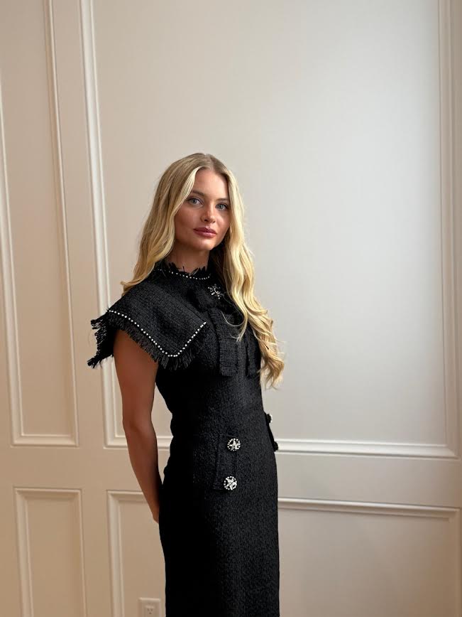 Delaney Black Tweed Midi Dress – Robin Towle