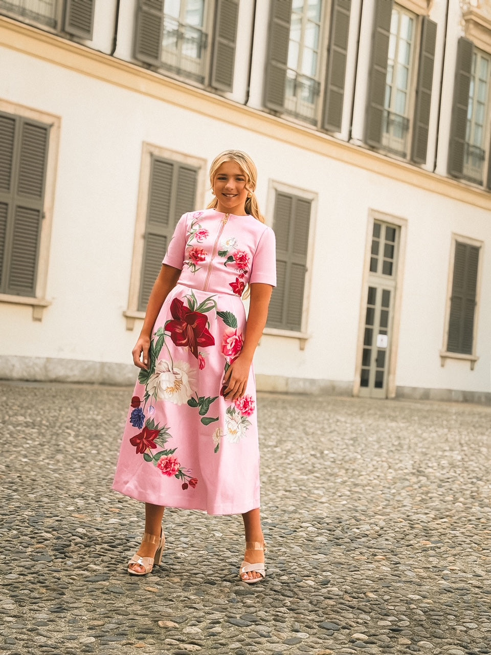 Destiny Pink Floral Midi Dress