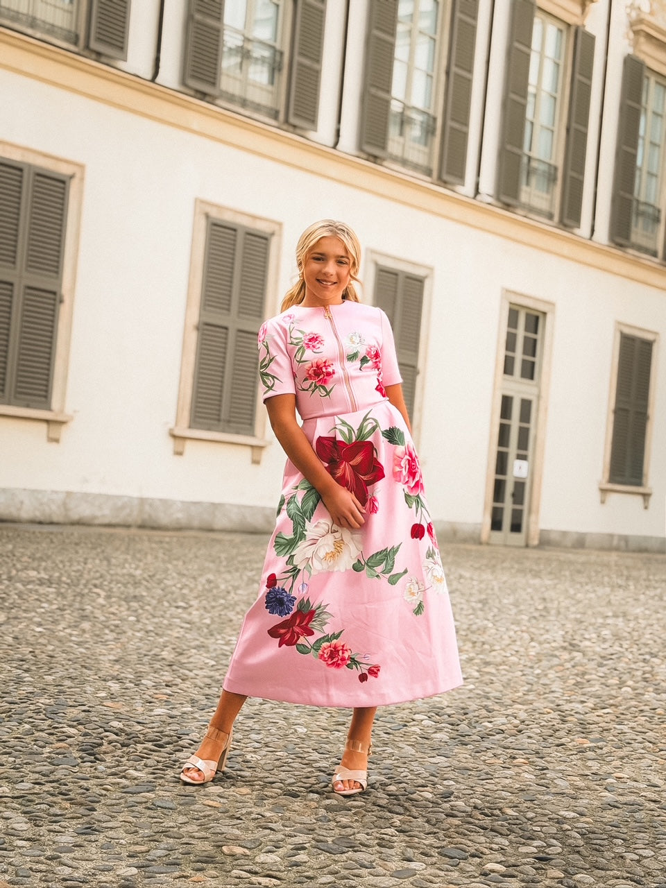 Destiny Pink Floral Midi Dress