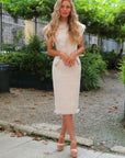 Delaney Beige Tweed Midi Dress