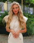 Delaney Beige Tweed Midi Dress