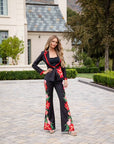Elinor Crepe Black Floral 2 piece suit
