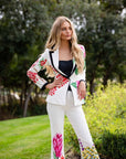 Emma White Floral Two Piece Suit