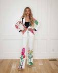 Emma White Floral Two Piece Suit