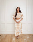 Cleo White Embroidered Two-Piece Maxi Set