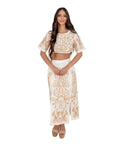 Cleo White Embroidered Two-Piece Maxi Set