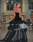 Alectrona Black and White Velvet and Crinoline Gown