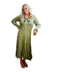 Dakota Long Sleeve Olive Green Midi sweater dress