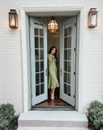 Dakota Long Sleeve Olive Green Midi sweater dress