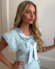 Dorrit Powder Blue Tweed Midi Dress