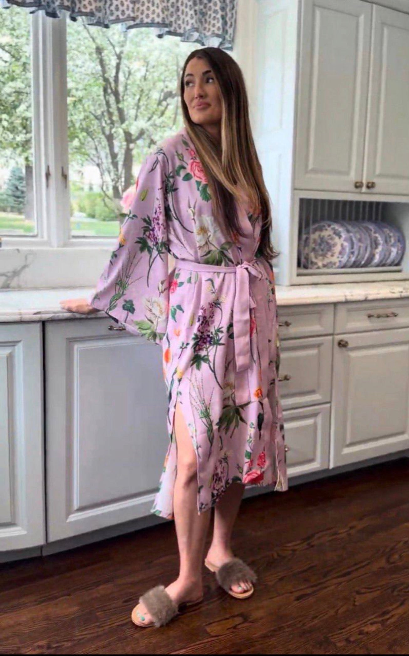 Aidan Exclusive Floral Satin Robe