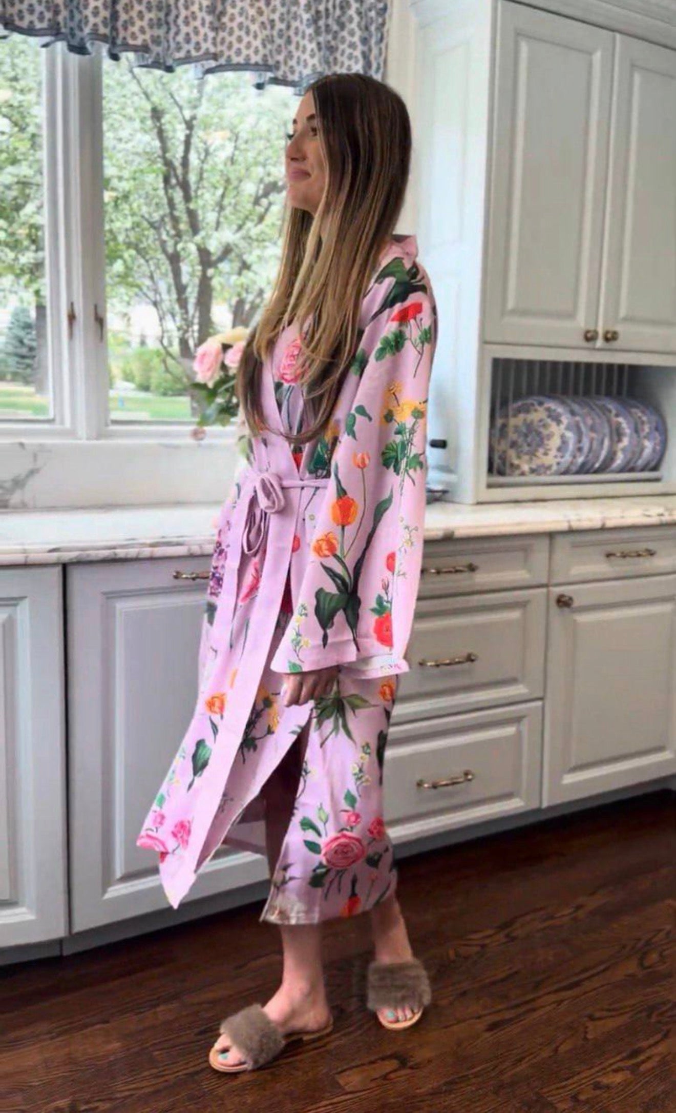 Aidan Exclusive Floral Satin Robe