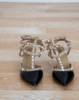 Elsa Strappy Studded Black and Taupe patent heel