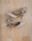 Elsa Strappy Studded Taupe patent heel