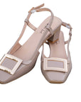 Ellie Taupe Patent Ankle strap low heel