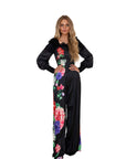 Elise Black Floral Satin Jumpsuit with Lace detail