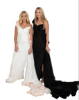 Esme Black Silk Chiffon One Shoulder Gown