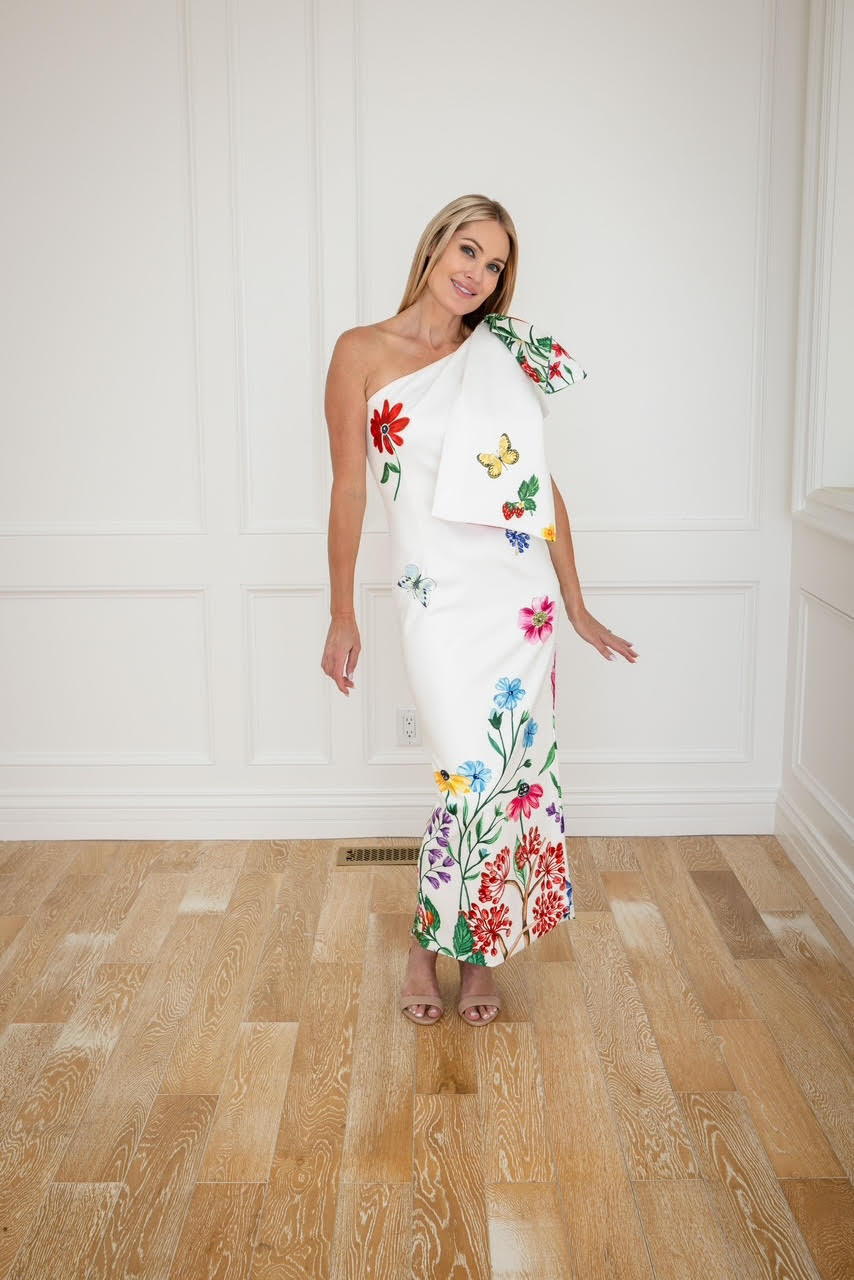 Delilah White One Shoulder Floral Maxi Gown