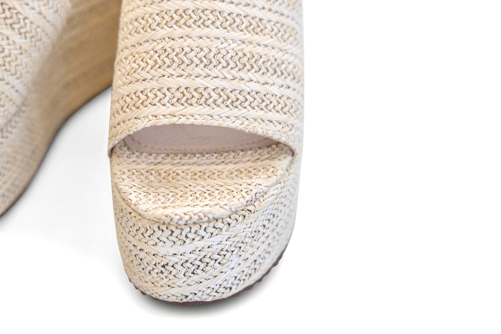 Emi Beige Platform Grass Beach Sandal