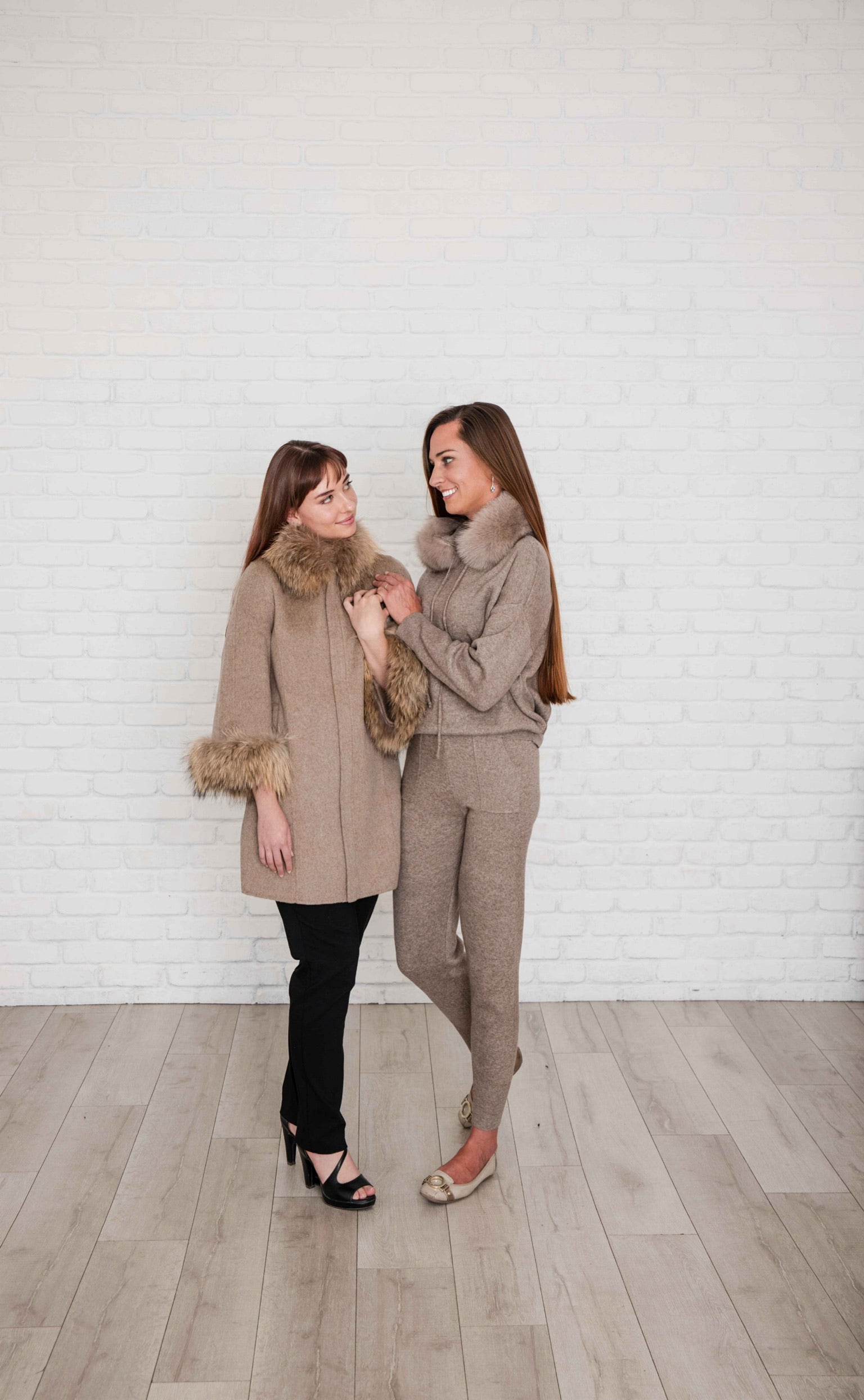 Daphne Taupe wool/cashmere Fur trimmed Coat